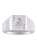 Sterling Silver Poker Ring with Genuine Diamonds Q834185