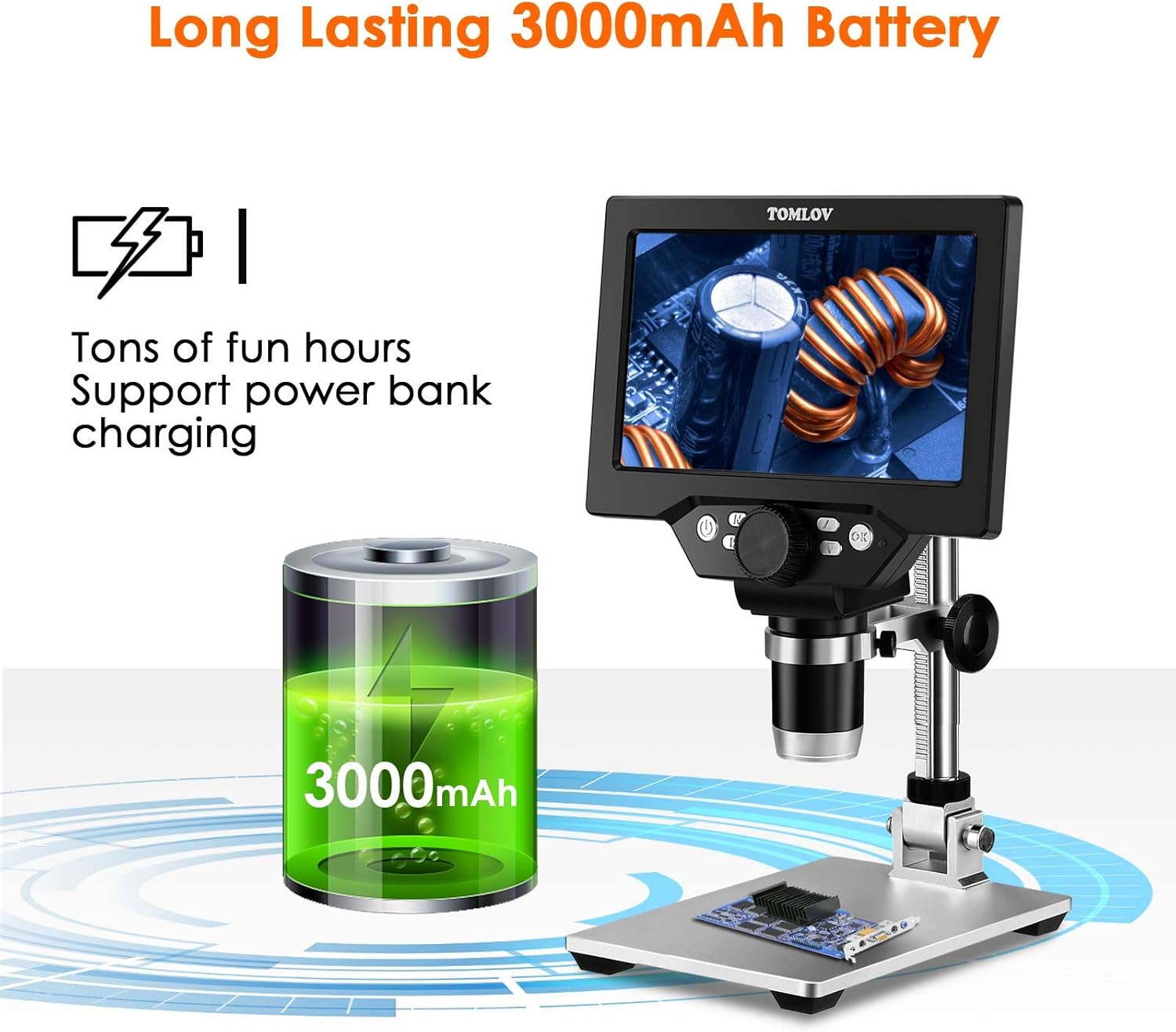 7 LCD Digital Microscope 50-1200x with Metal Stand N981020