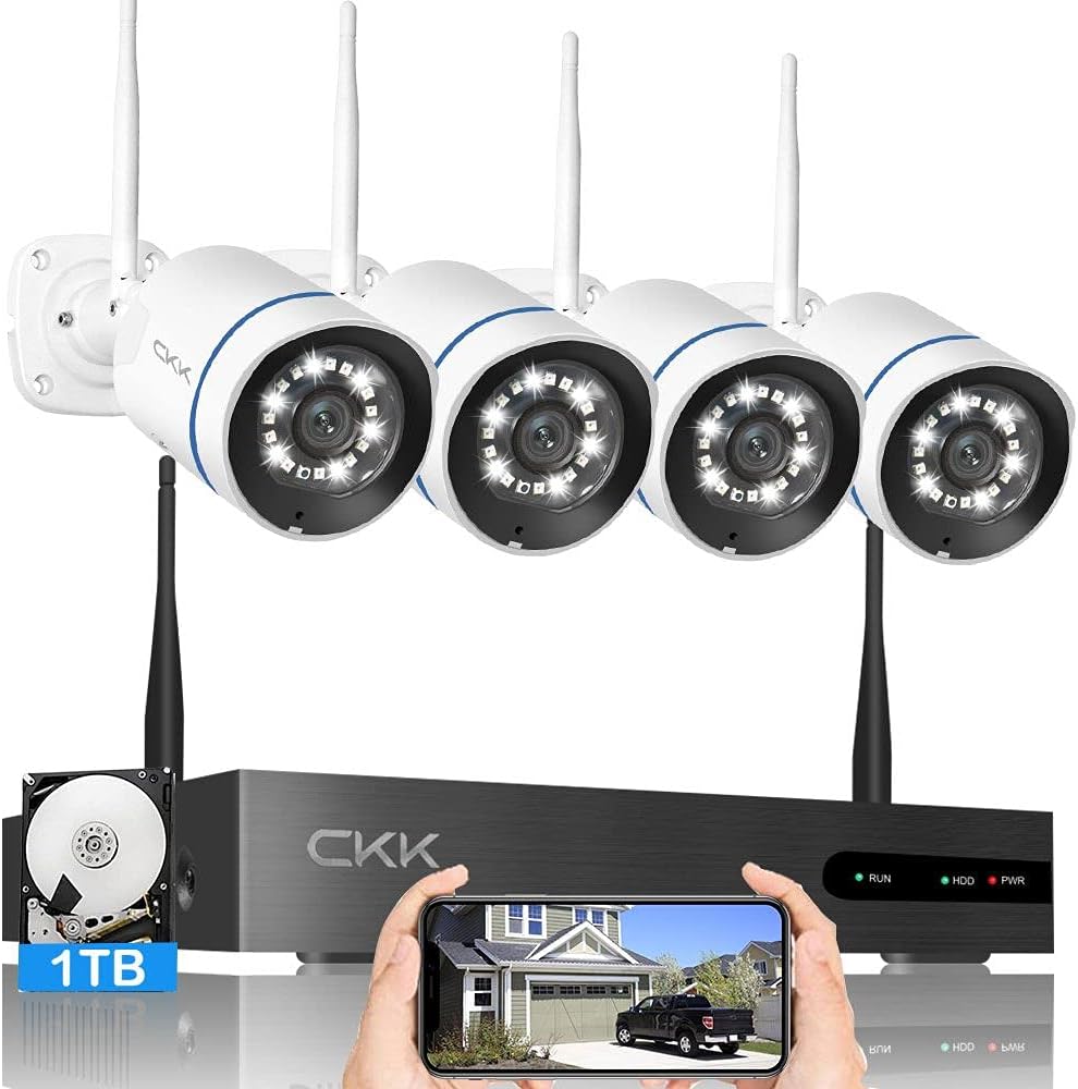 8CH NVR System with 1TB Hard Drive, 4Pcs 3MP WiFi Security Cameras J484