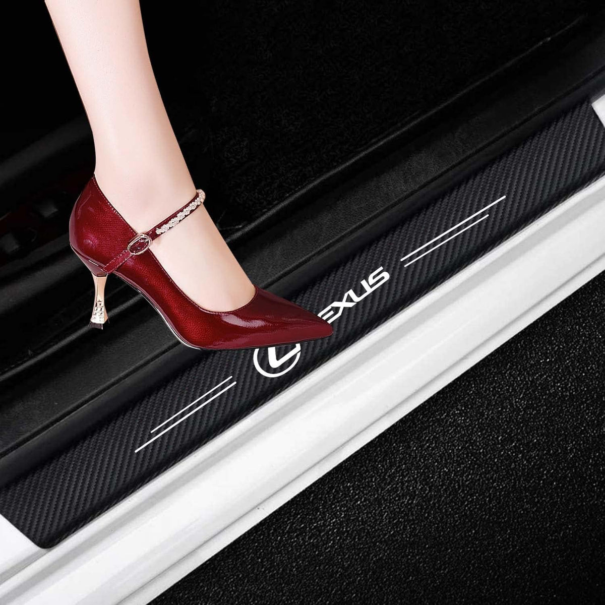 4Pcs Carbon Fiber Door Sill Protector Sticker Z319