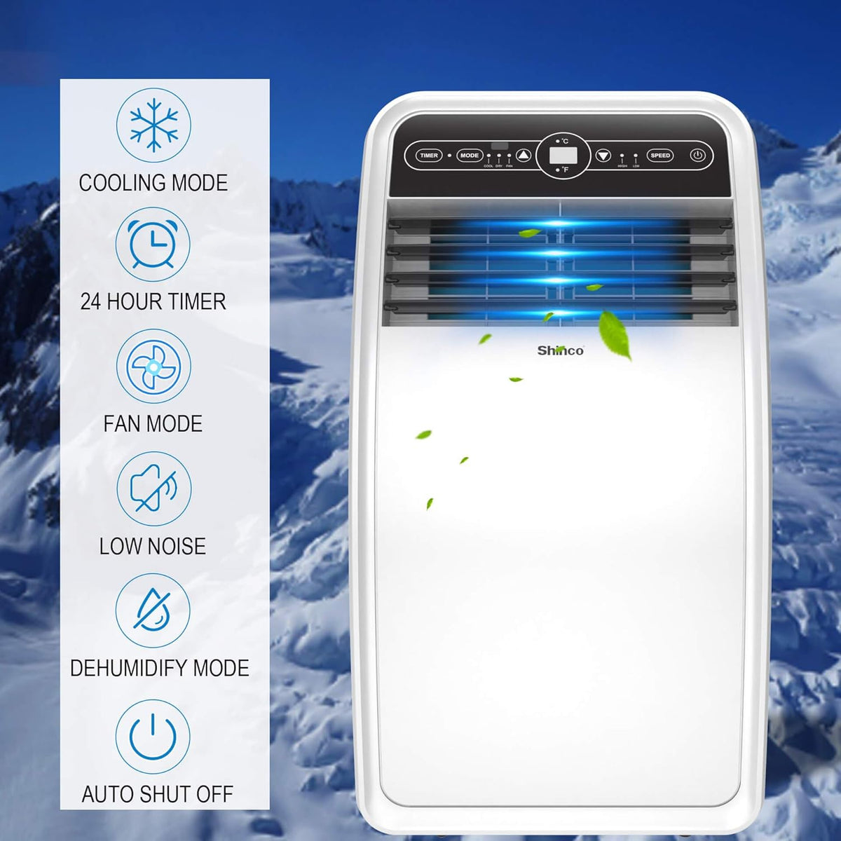 8,000 BTU Portable Air Conditioner with Dehumidifier, Remote Control J1703