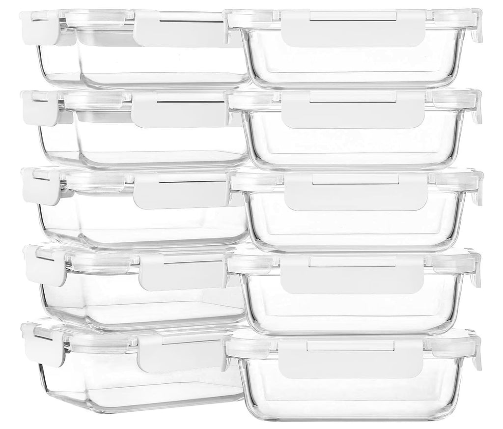 10-Pack 22 Oz Glass Food Storage Containers with Lids H39805