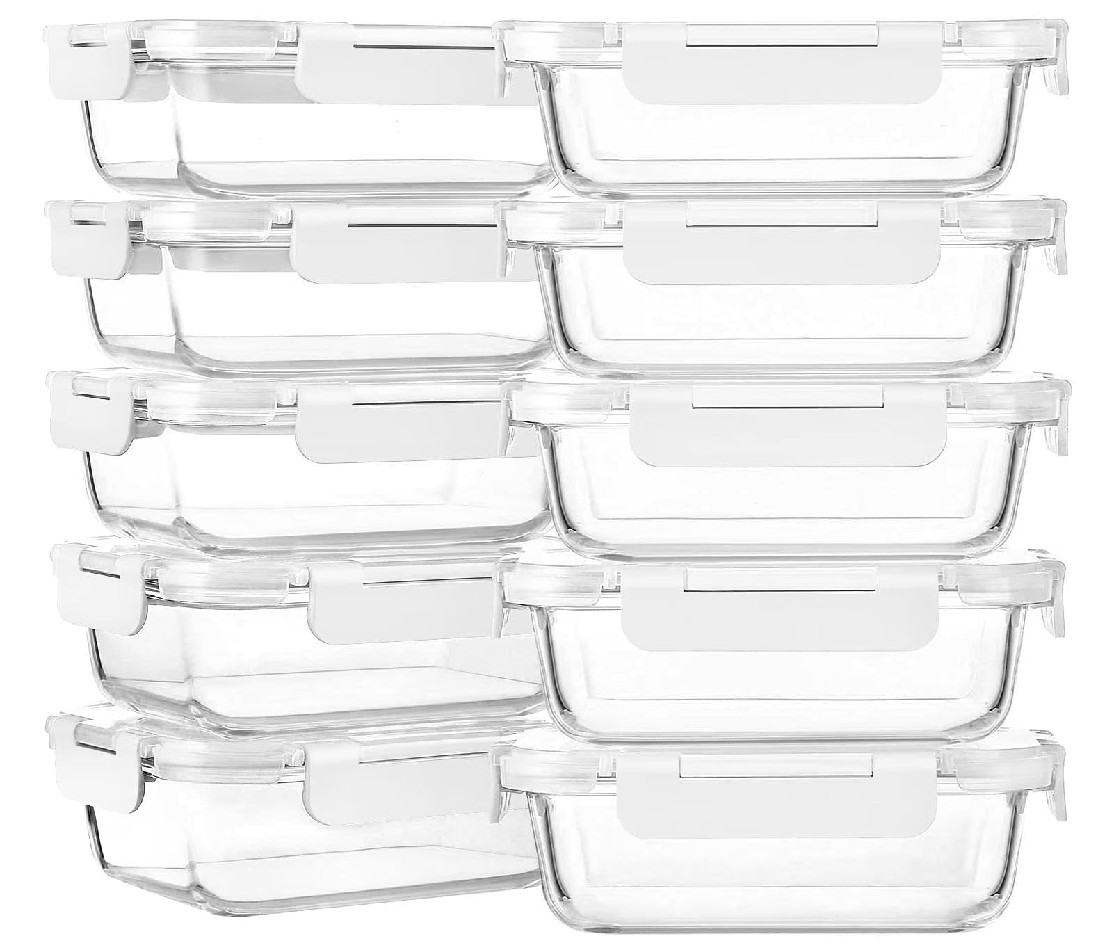 10-Pack 22 Oz Glass Food Storage Containers with Lids H39805