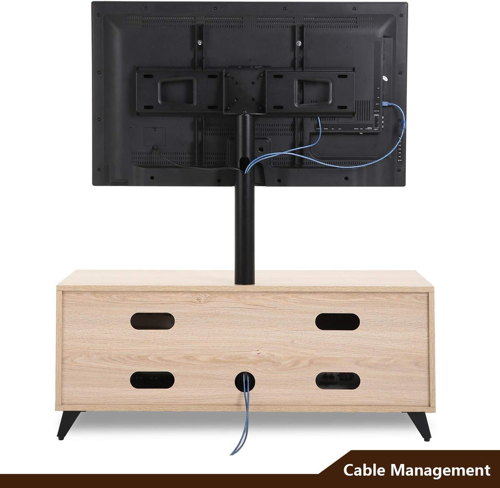 Oak Wood Corner TV Stand with Swivel Mount TV Entertainment Center F4415