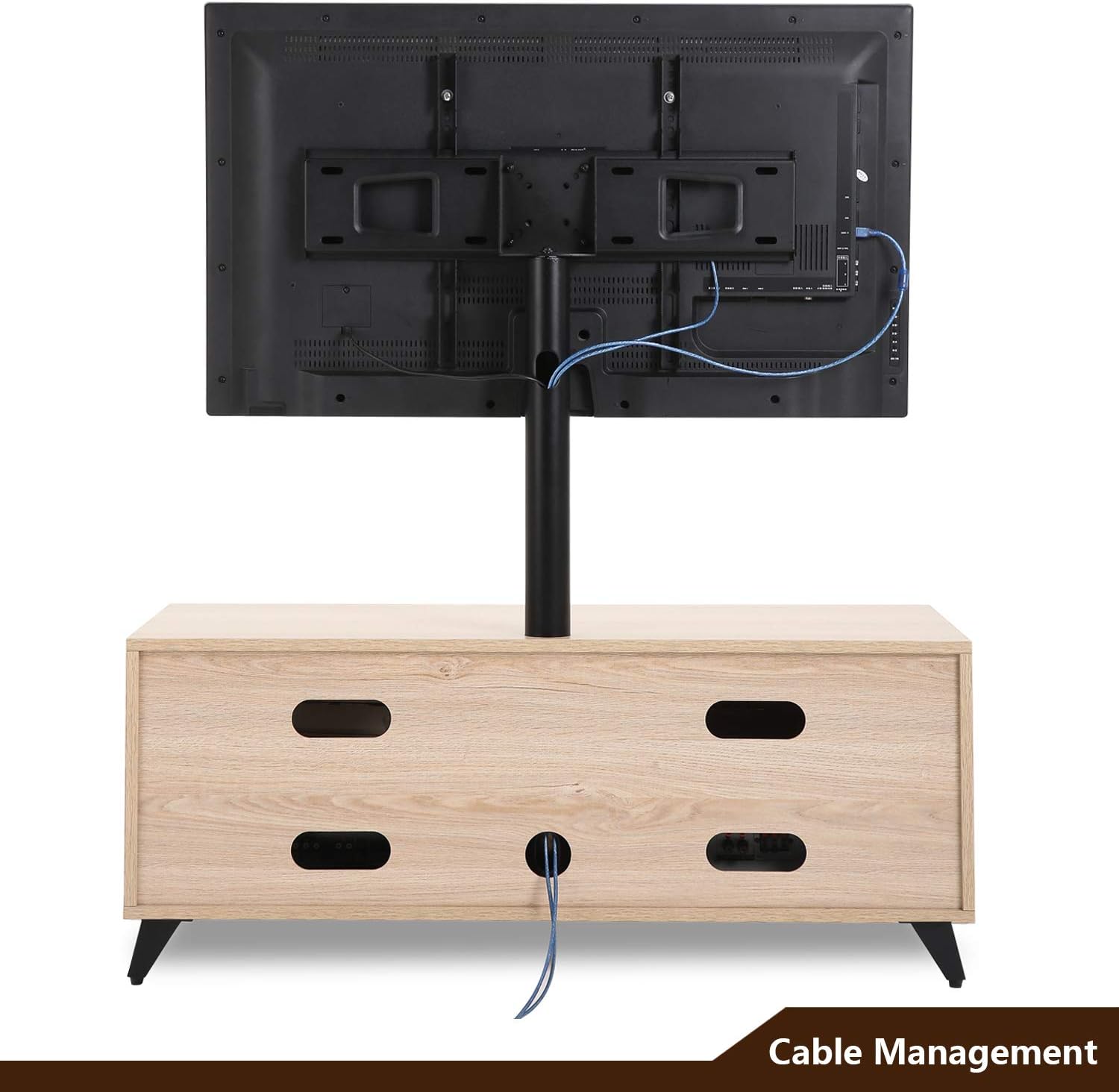 Oak Wood Corner TV Stand with Swivel Mount TV Entertainment Center F4415