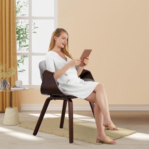 White Upholstered Butterfly Accent Chair with Wood Legs L638154