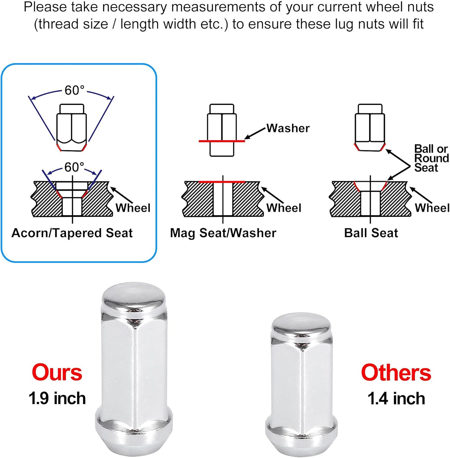 24pcs Silver Tone M12x1.25 Bulge Acorn Closed End Wheel Lug Nuts U5543