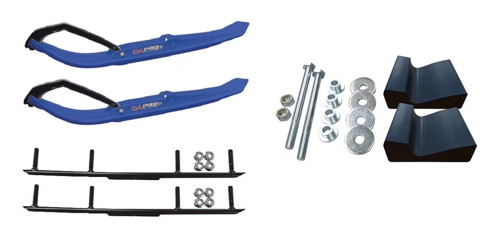 Blue MTX Snowmobile Skis with 4" Round Bars Complete Kit N5680