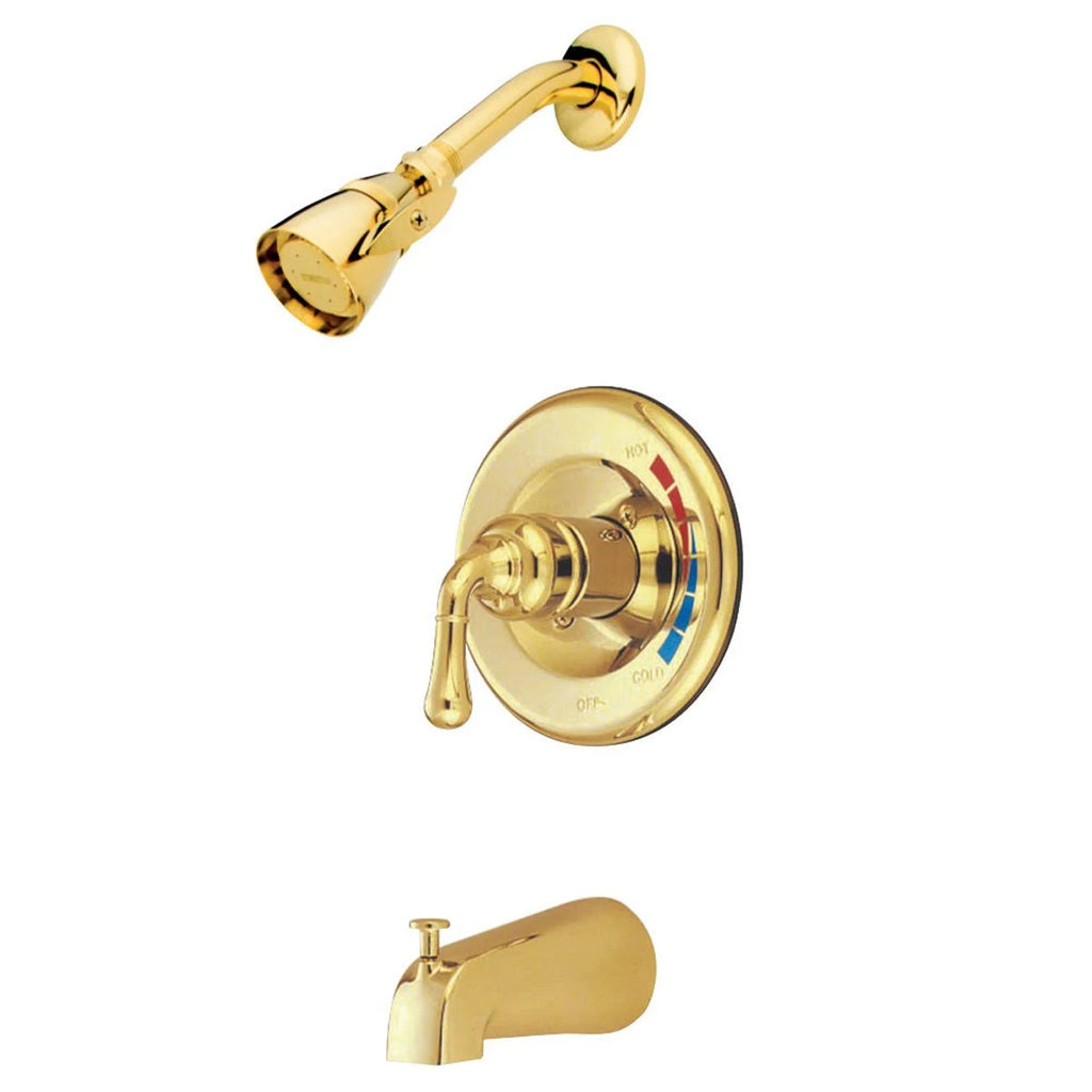 Polished Chrome/Polished Brass Tub and Shower Faucet with Single Handle D78595