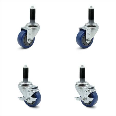 3x22 Blue Polyurethane Caster with Expanding Stem A504061