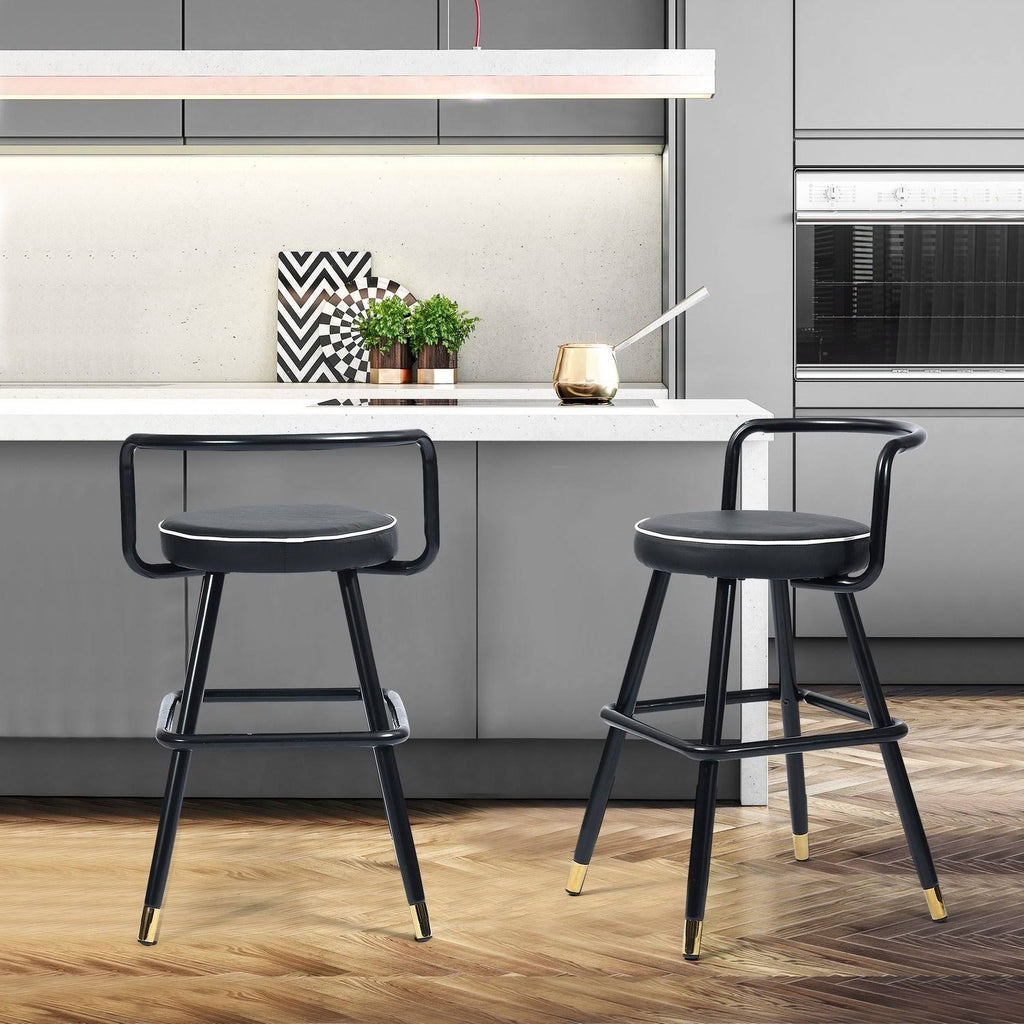 Brown Faux Leather Counter Barstool Set of 2 L8985