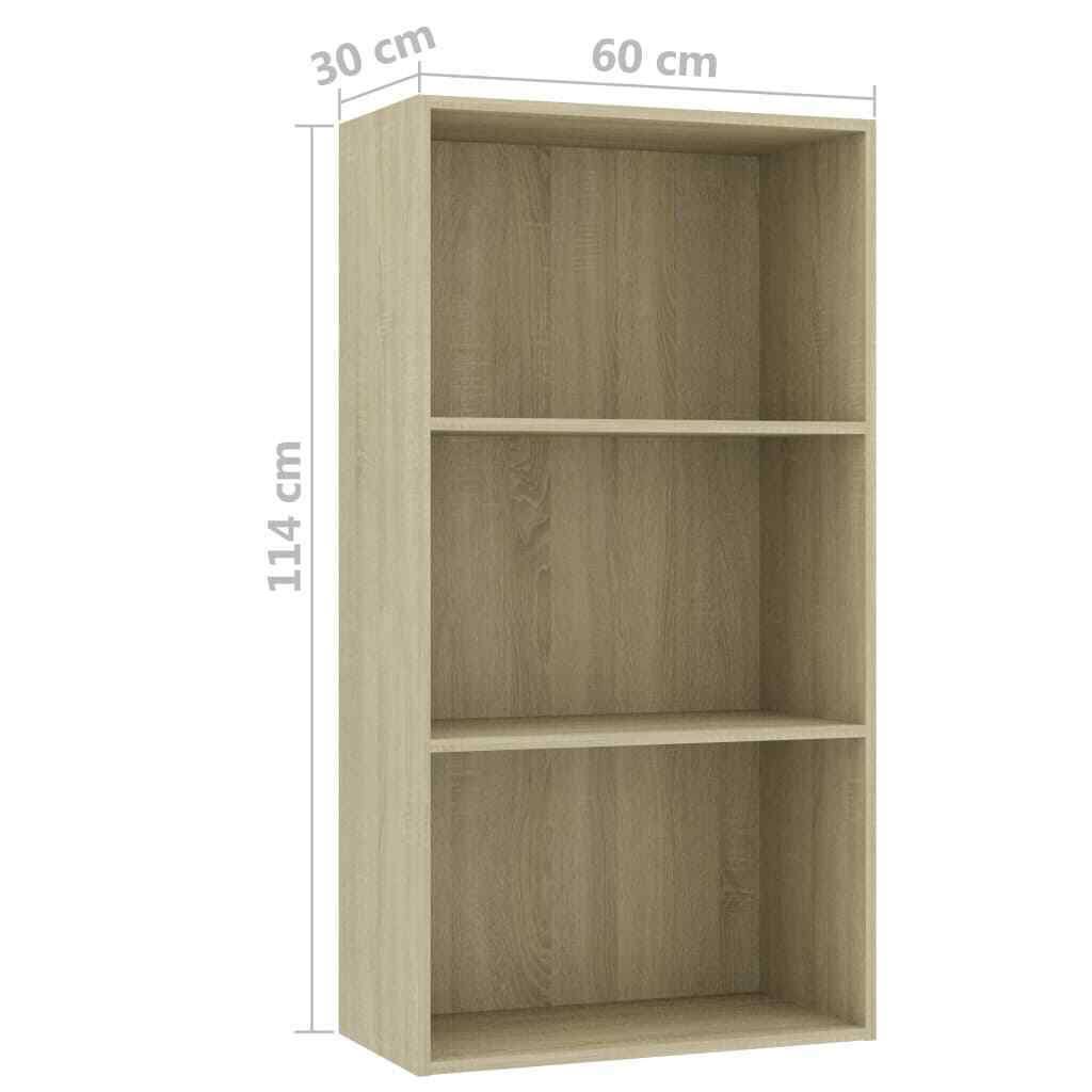 Sonoma Oak 3-Tier Book Cabinet Chipboard B370