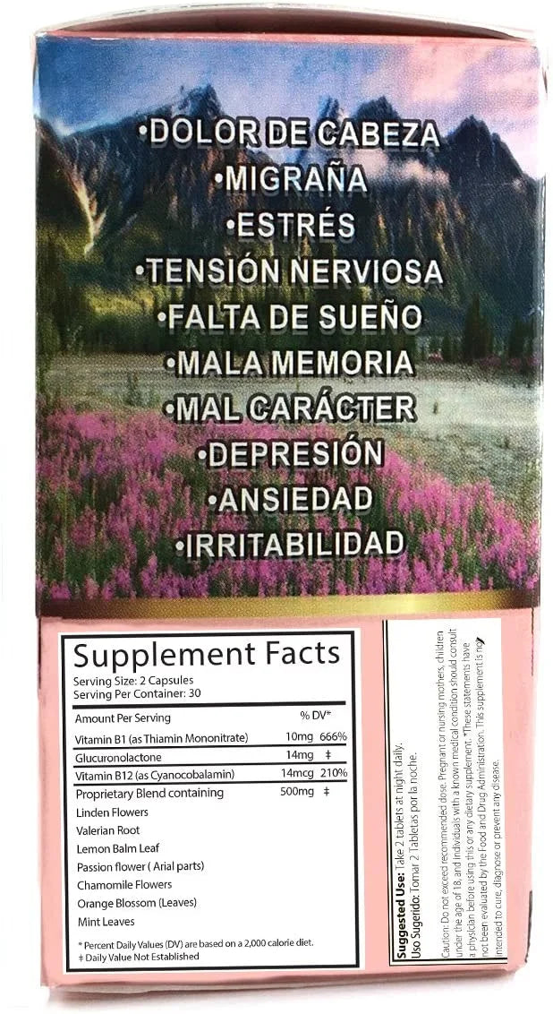 2 Cajas Me Vale Madre 60 Caps. Each Box Headache Migraine & Stress A412