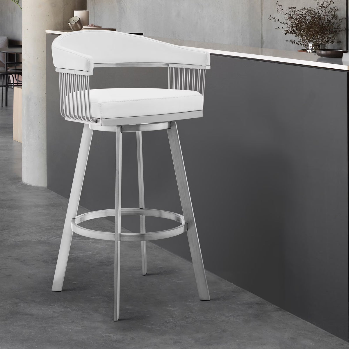Faux Leather Swivel Bar Stool E598614