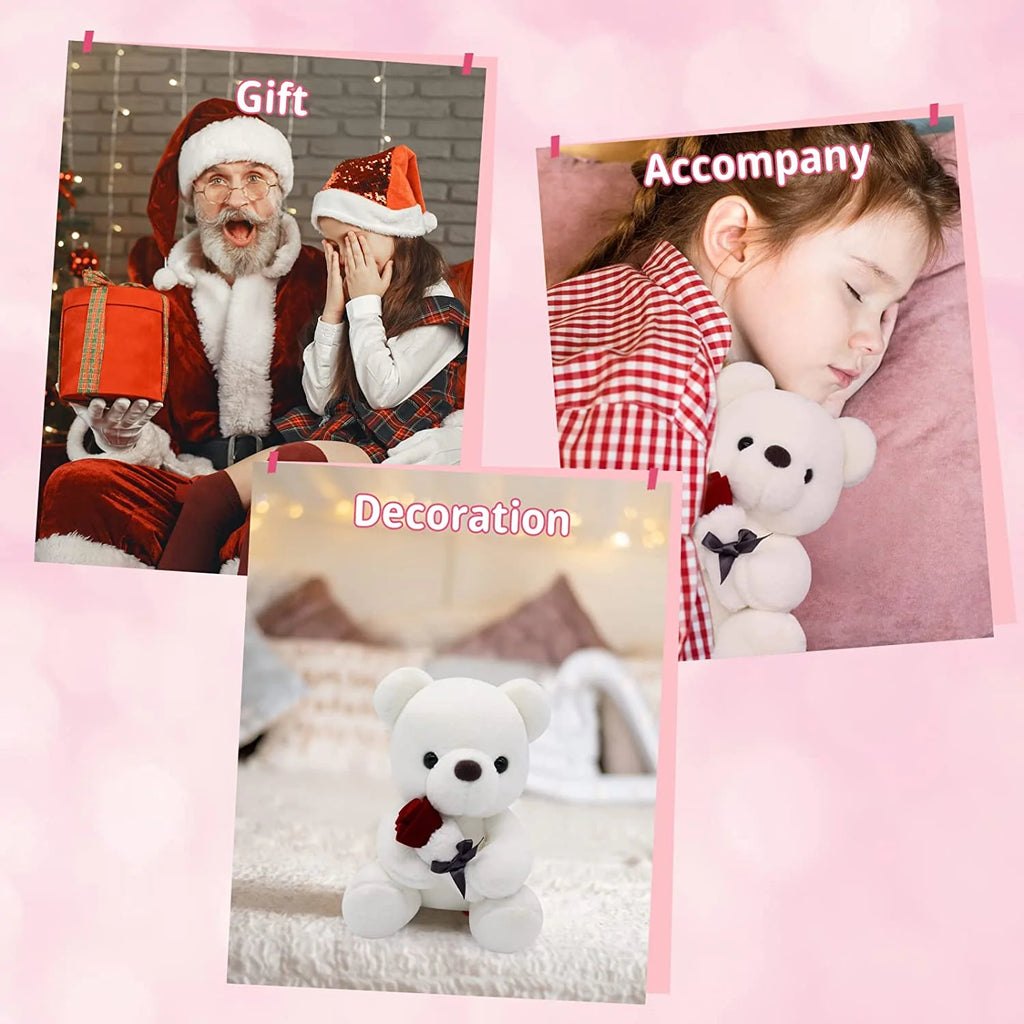 10 Inch Teddy Bear Plush Stuffed Animal with Rose H4877