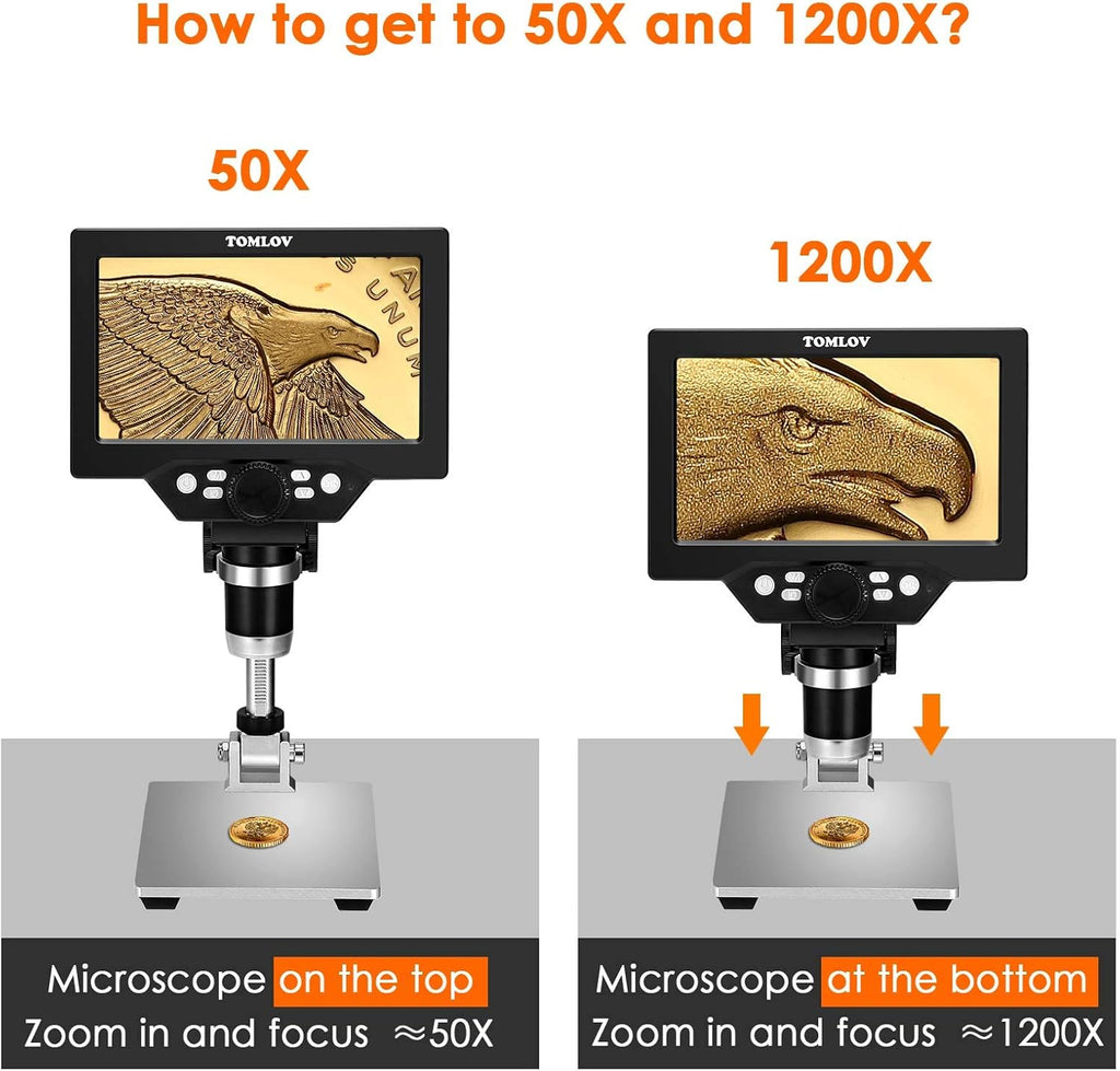 7 LCD Digital Microscope 50-1200x with Metal Stand N981020