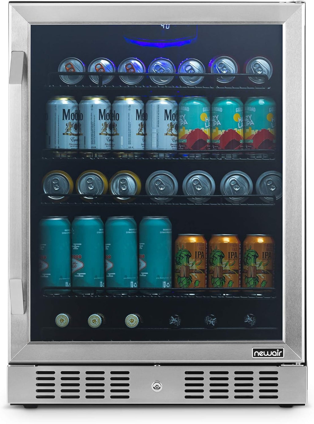 Black Stainless Steel Beverage Refrigerator with 177 Can Capacity T72076