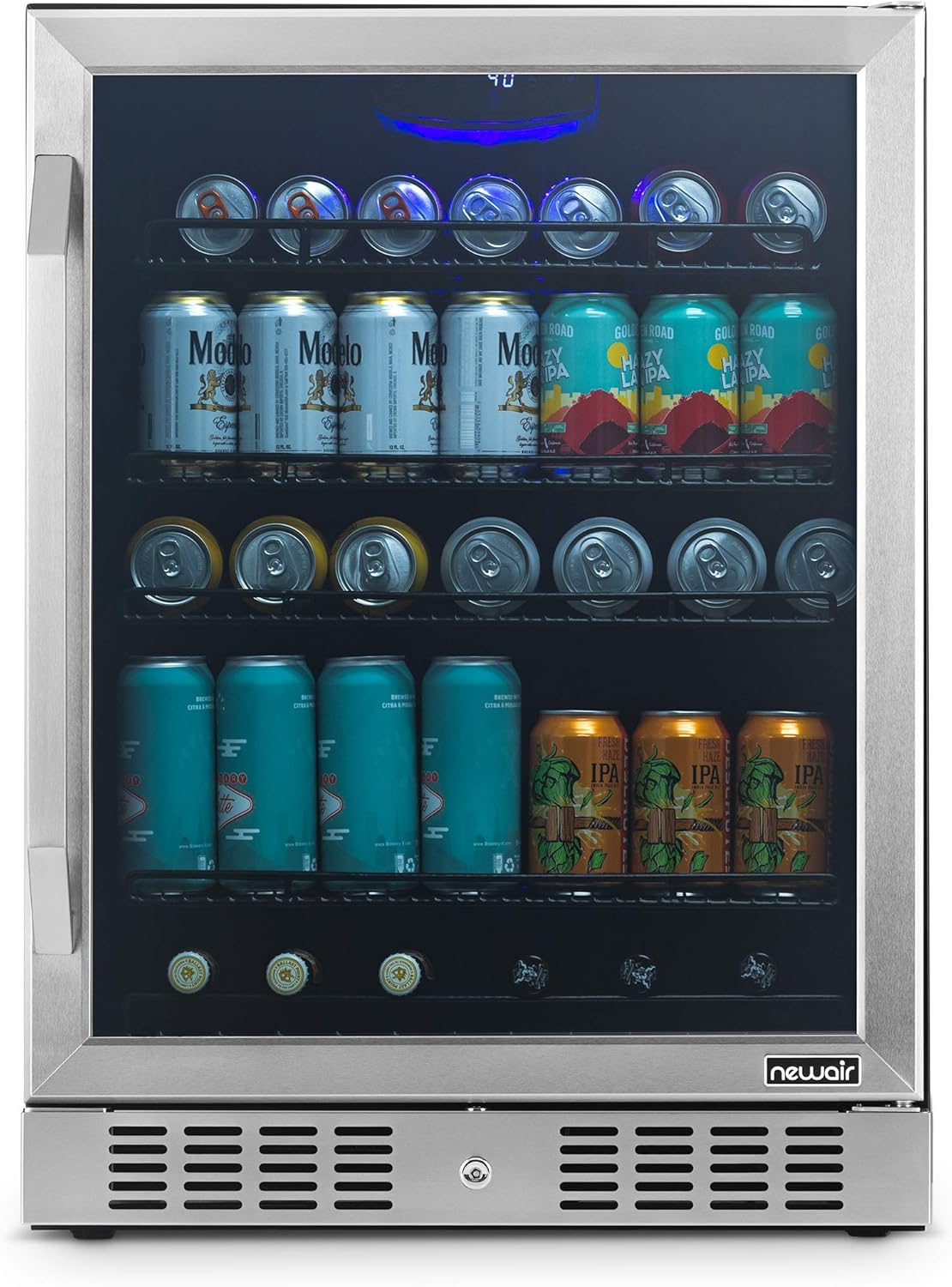 Black Stainless Steel Beverage Refrigerator with 177 Can Capacity T72076