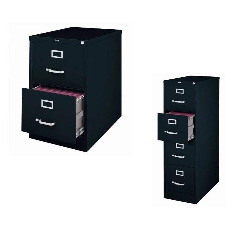 2 Drawer File Cabinet and 4 Drawer File Cabinet in Black C9093