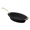 Oval Casserole with Long Brass Handle Sandstone Black C1069