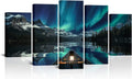 5 Panels Aurora Borealis Canvas Wall Art Stretched and Framed N43600