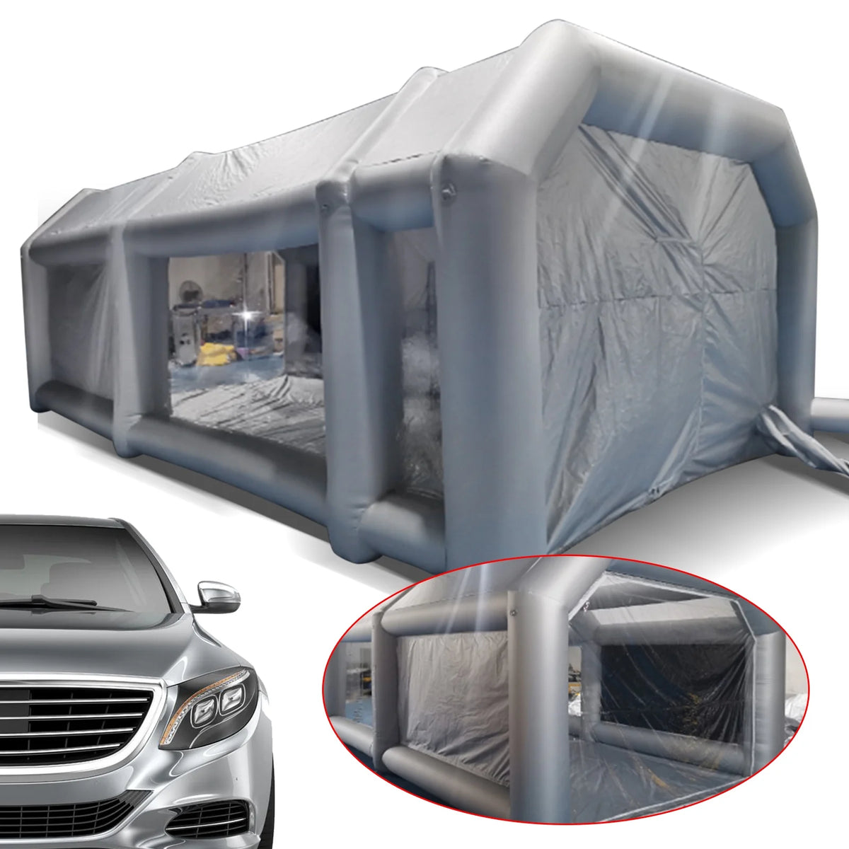 Portable Inflatable Spray Paint Booth Tent Car Workstation with Two Air Filter Nets 28 * 15 * 10Ft C441