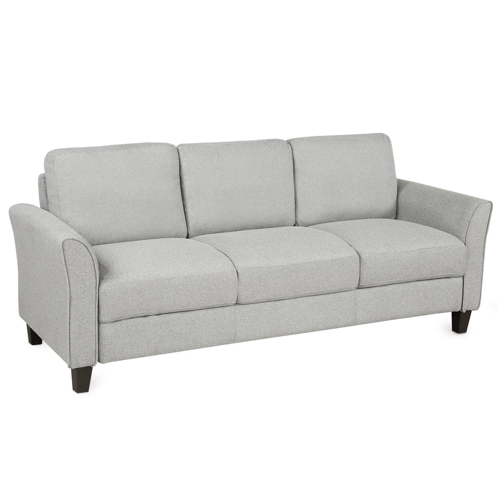 Light Gray 3-Seat Linen Fabric Sofa V905