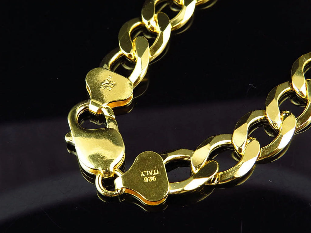 Yellow Gold Finished Curb Cuban Link 10MM Chain Necklace 18"-28" J25572