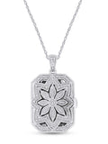 14K Gold Over Sterling Silver Floral Locket Pendant Necklace Z755799