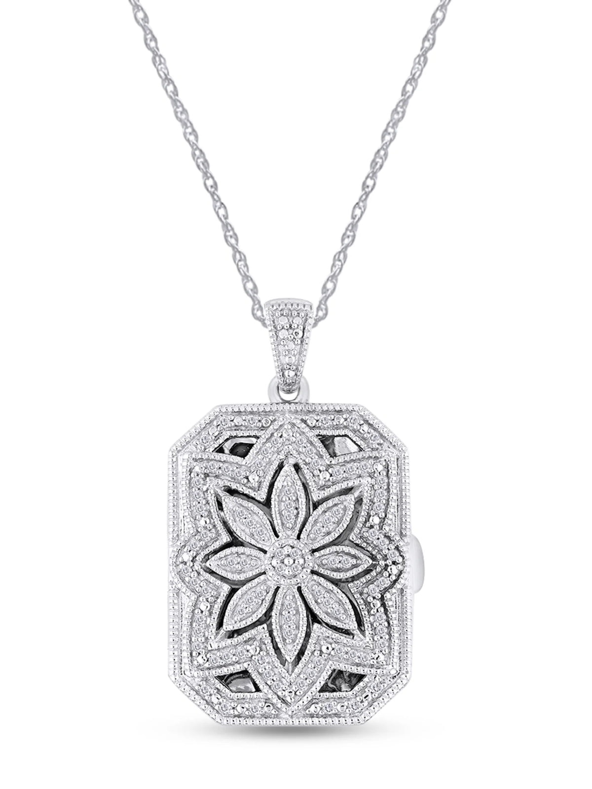 14K Gold Over Sterling Silver Floral Locket Pendant Necklace Z755799