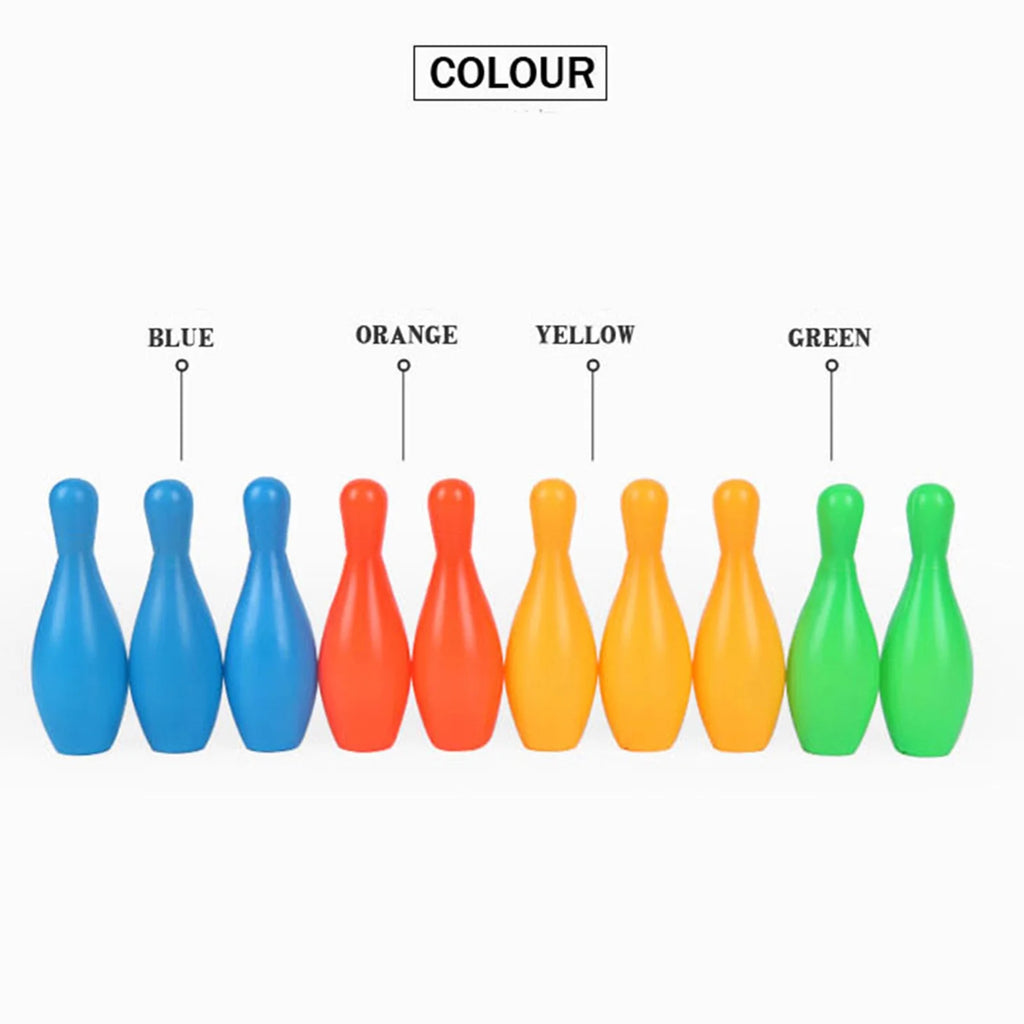 12Pcs/Set Solid Color Bowling Game Toy, Pin Height 4.33 inch, Ball Dia 2.17 inch M4326