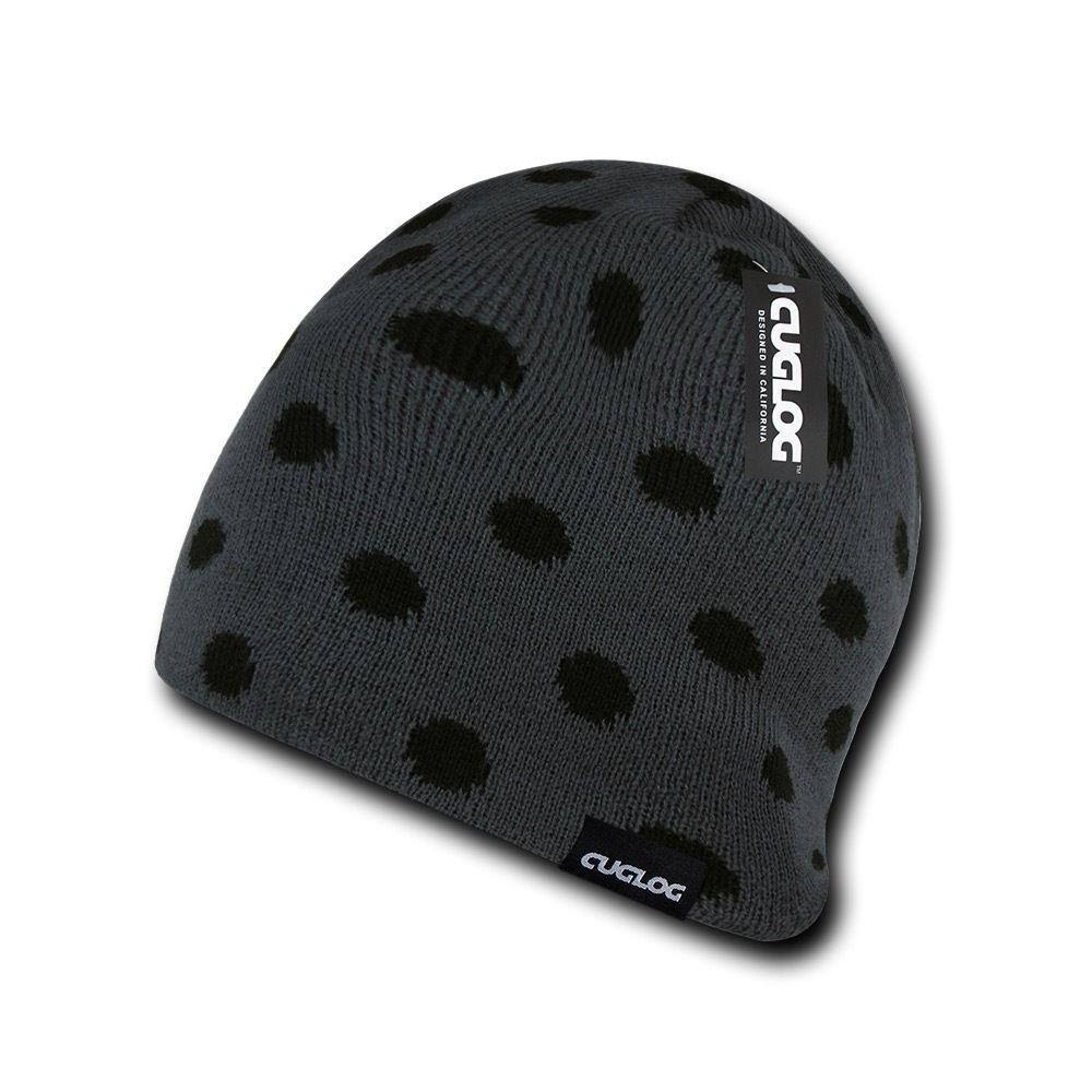 Charcoal/Black Polka Dotted Knit Beanies M845