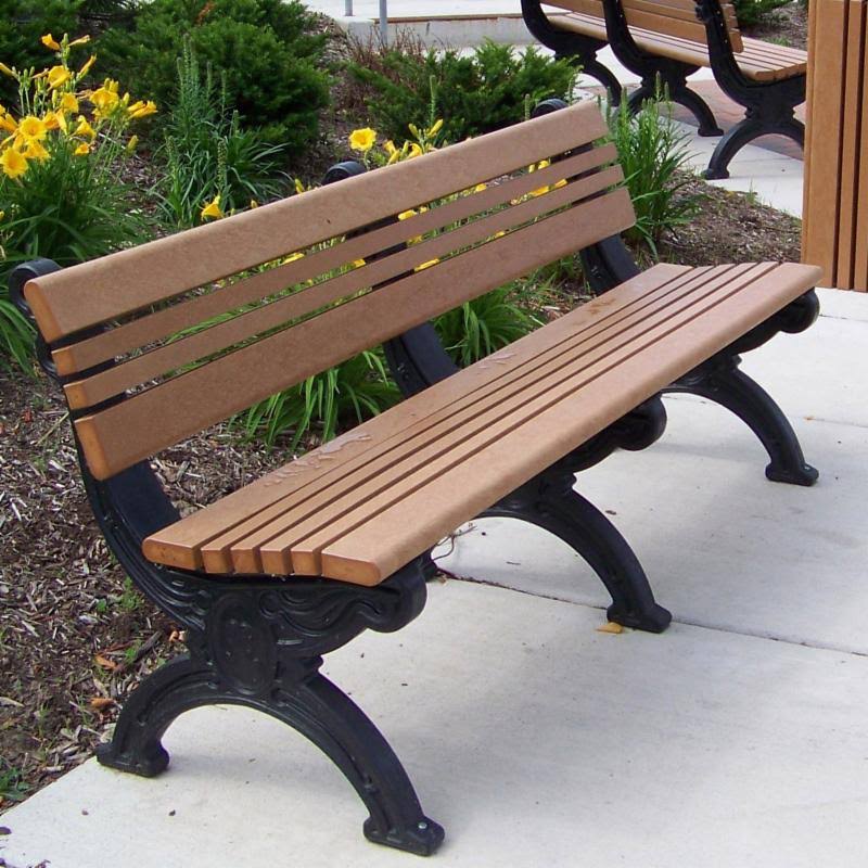 Recycled Plastic Armless Bench with Back H644194