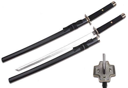 Black Handle Foam Samurai Sword with Wood Scabbard K435