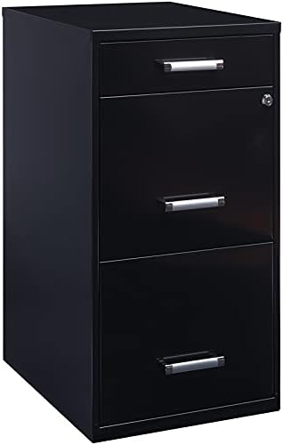 Black 18in Deep 3 Metal Organizer Pencil Drawer Vertical File Cabinet D937