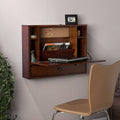 Wall Mount Folding Laptop Desk, Brown Mahogany V52317