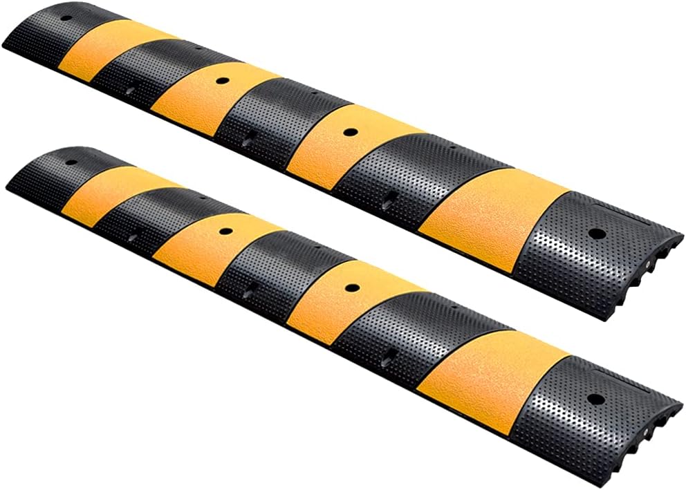 2 Channel Rubber Speed Humps with Reflective Yellow Targets, 1 Pack Z2536