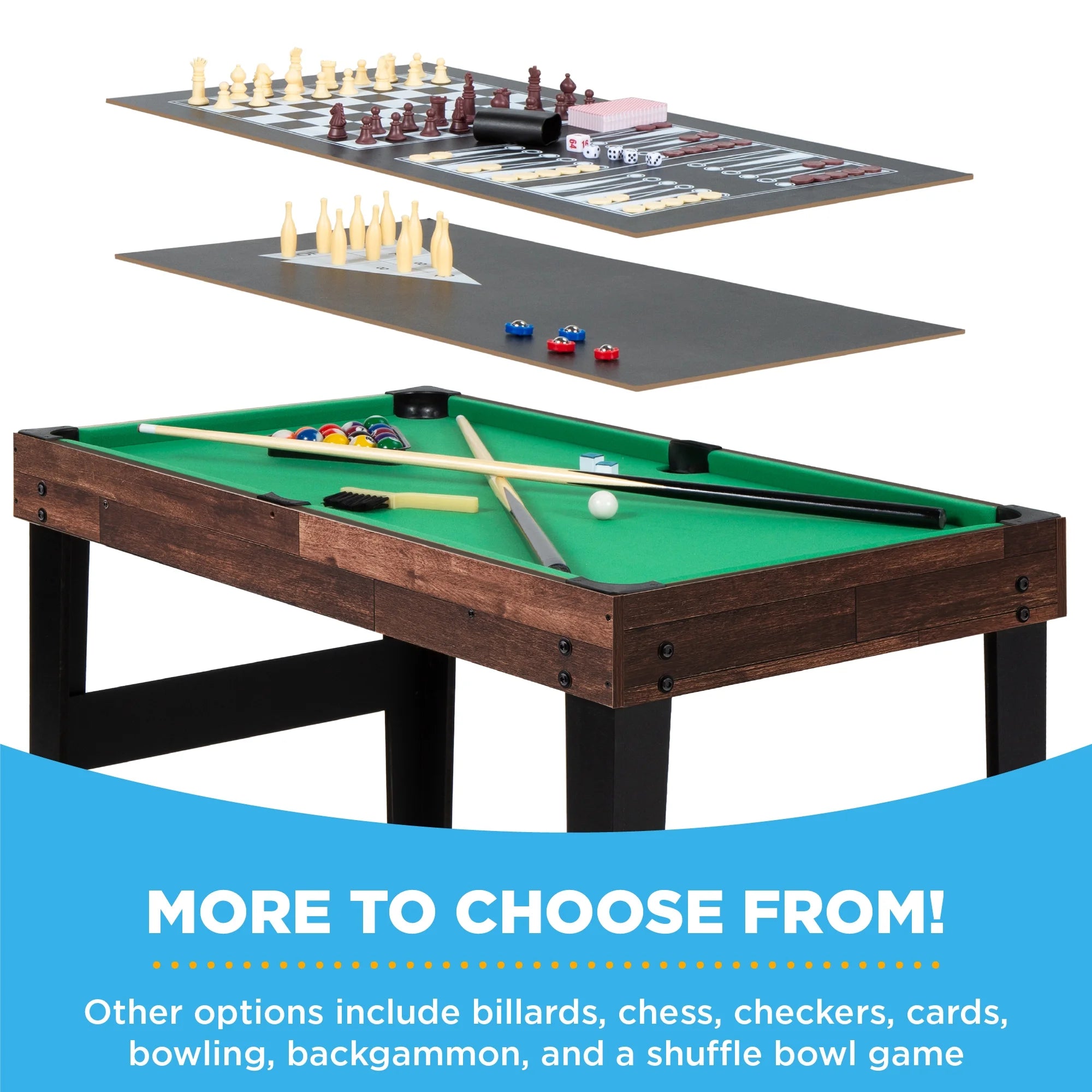 10-in-1 Combo Game Table Set with Hockey, Foosball, Pool, Shuffleboard, Ping Pong P554