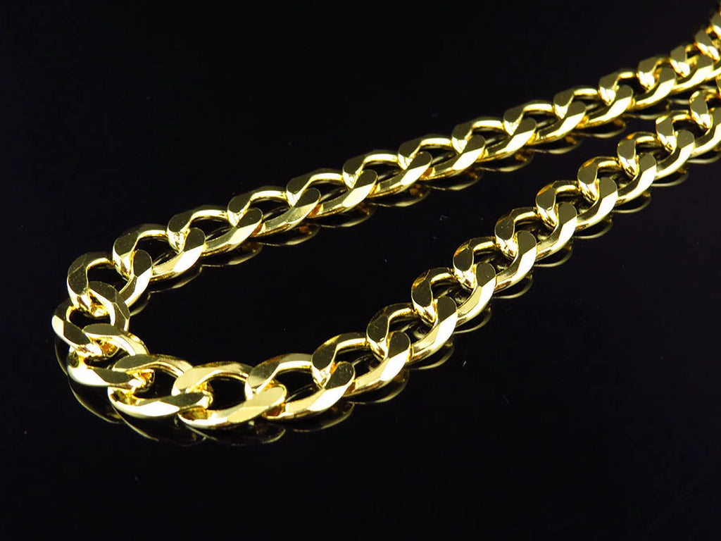 Yellow Gold Finished Curb Cuban Link 10MM Chain Necklace 18"-28" J25572