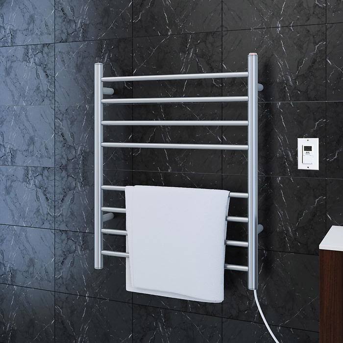 Dual 8-Bar Hardwired and Plug-In Towel Warmer in Brushed Stainless Steel J9011