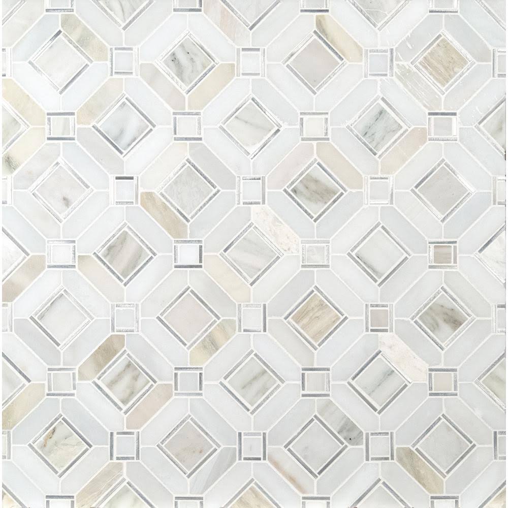 Stone Metal Blend Mesh-Mounted Mosaic Tile L135213