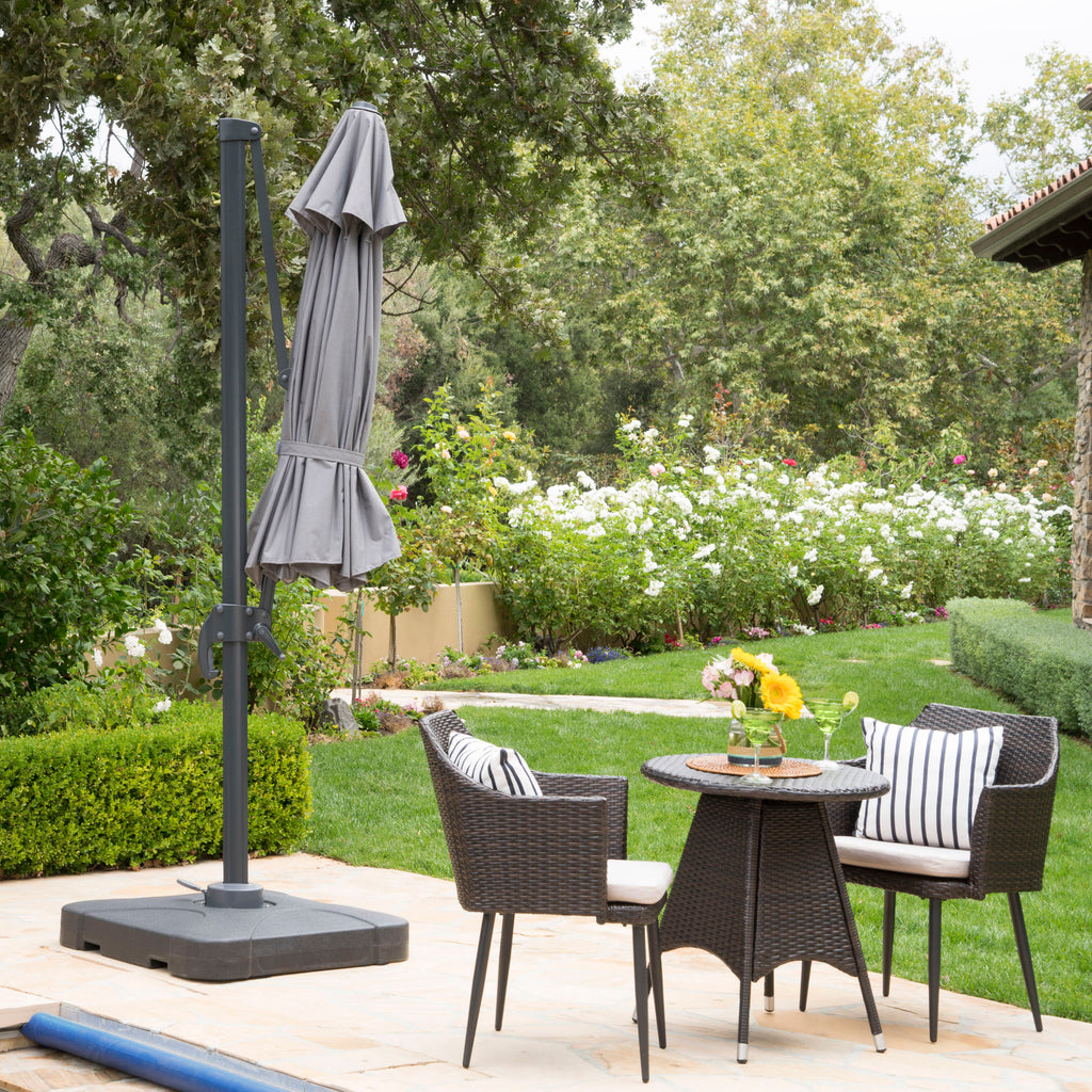Gray and Black Cantilever Canopy Umbrella Z691