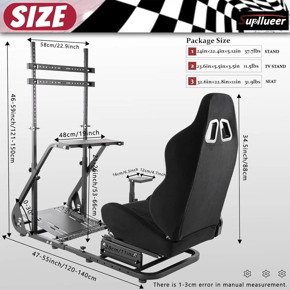 Racing Sim Cockpit with TV Mount Racing Seat A860812
