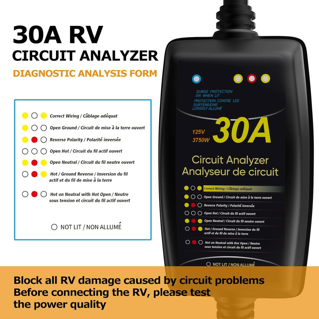 RV Surge Protector 30 Amp with Indicator Light and Grip Handles M419