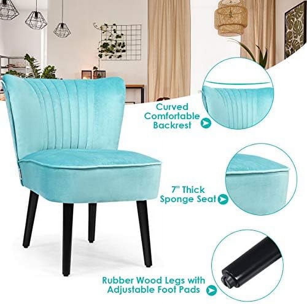 Velvet Accent Chair Set of 2 Armless Curved Backrest Padded Seat C269