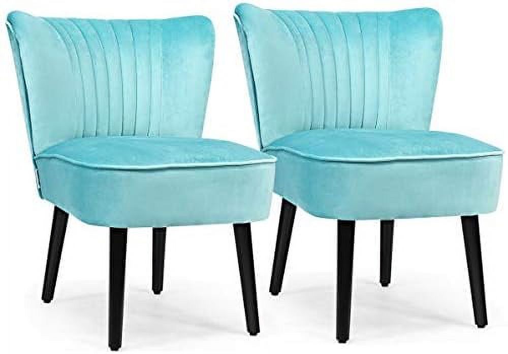 Velvet Accent Chair Set of 2 Armless Curved Backrest Padded Seat C269