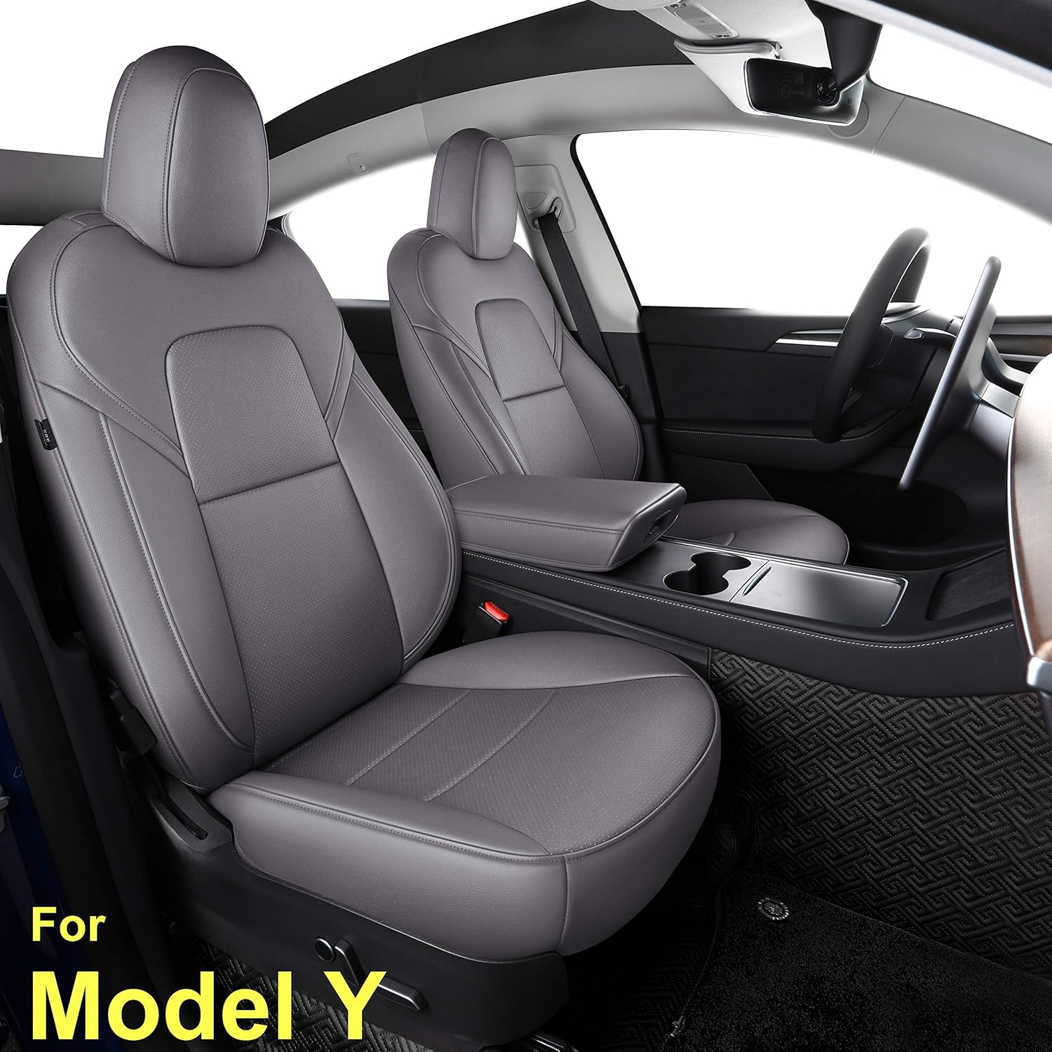Synthetic Leather Car Seat Cushion Protector (Grey Y) S758