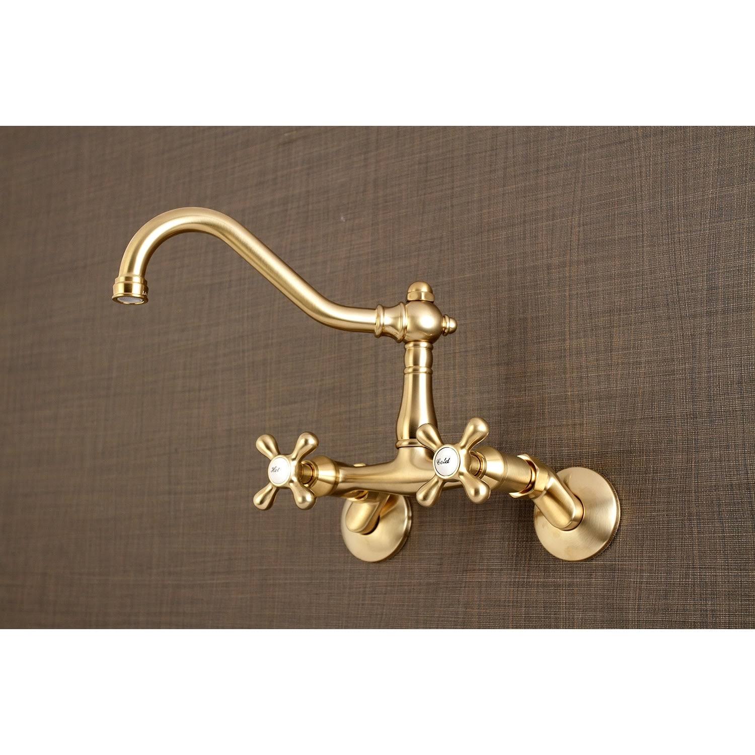 Brushed Brass Adjustable Wall Mount Kitchen Faucet Q7620