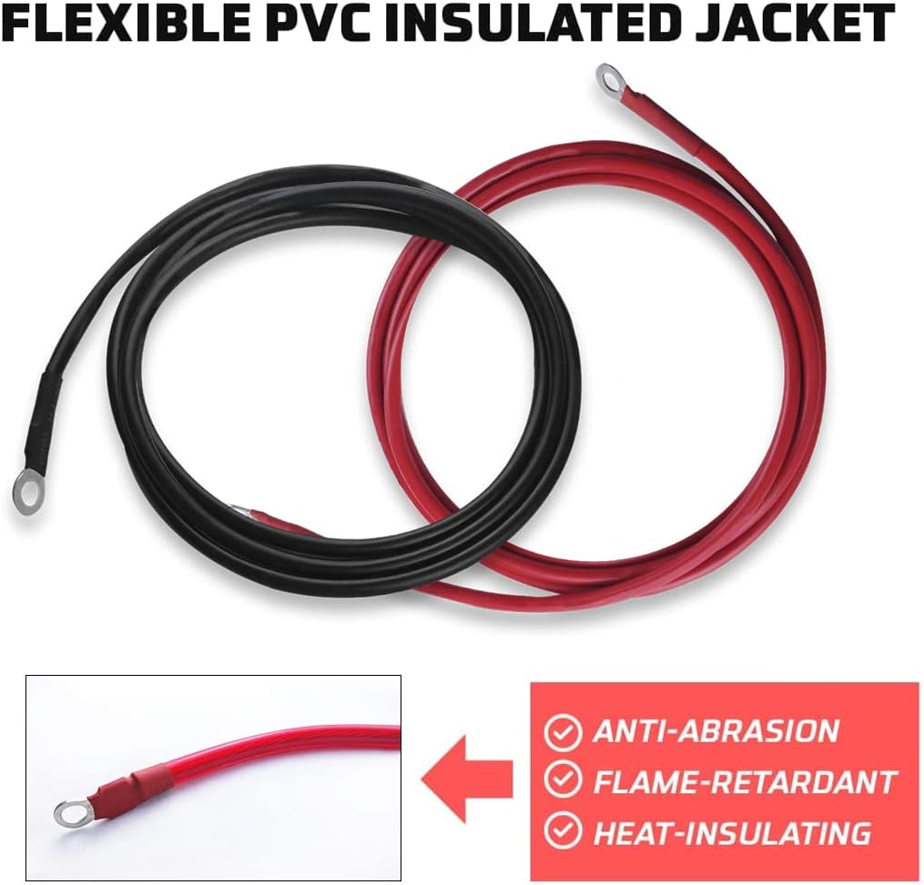 2 AWG 12Ft Pure Copper Battery Cable D9030