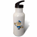 Cartoon Cop Eating Donuts Sports Water Bottle, 21oz P1656